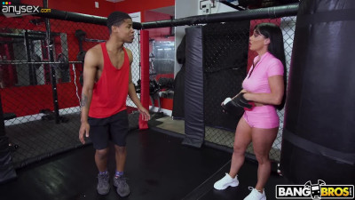 Sexy female coach Leila Larocco is fucked by young black sportsman