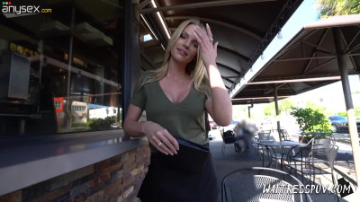 Dude picks up and fucks nasty waitress Rachael Cavalli for cash