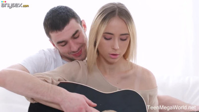 Small tittied blondie Ria gets intimate with horny guitar teacher