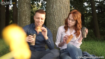 Cute red haired teen Mary Solaris gets intimate with new boyfriend on the first date