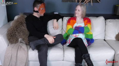 Kinky dude in mask is going to fuck pretty hot blondie in her stretched anal hole