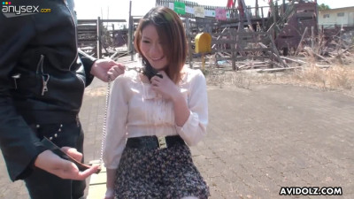 Several dudes are toying hairy pussy of Japanese girl Kei Kitagawa in public