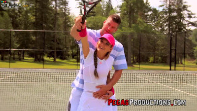 Sexy tennis girl Kathy Rose is having crazy outdoor sex on the tennis court