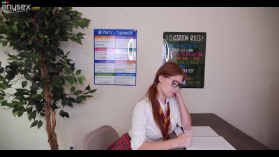 JOI Redhead Schoolgirl pleasuring her teacher on detention