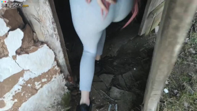 Russian cutie fucks and gets hot cum right in an abandoned building.