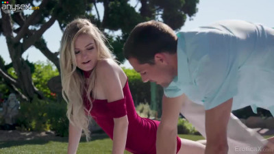 Yoga instructor fucks beautiful blonde Chloe Foster on the lawn