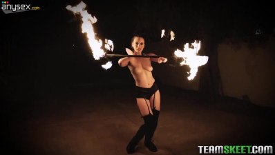 Hot fire show dancer Jade Nile severs one dud eat the highest level