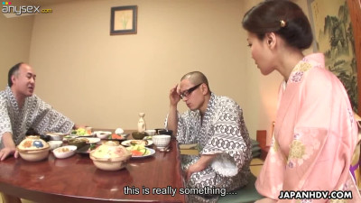 Perverted old fart fucks obedient Japanese girl in kimono Minako Uchida