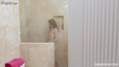 Yummy red haired step daughter gets intimate with her step daddy after taking a shower