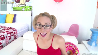 Stupid blonde in glasses Lily LaBeau gets her ass hole slammed and gaped