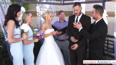 Captivating bride Alix Lynx is making love with her husband soon after the wedding ceremony