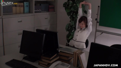 Slutty Japanese secretary Aihara Miho is masturbating in the office