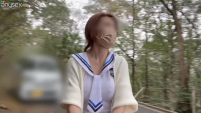 Brought a japanese schoolgirl to his favorite place in the forest and fucked and creampied her standing