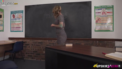 Naughty teacher Charlie shows off her sex-hungry pussy