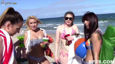 One lucky dude enjoys fucking several hot blooded babes in bikini