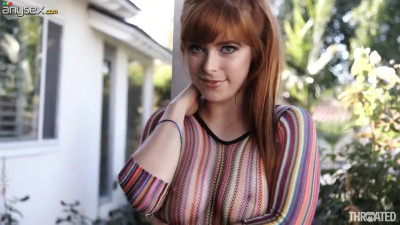 Cum-thirsty red head Penny Pax guzzles big dick and licks balls