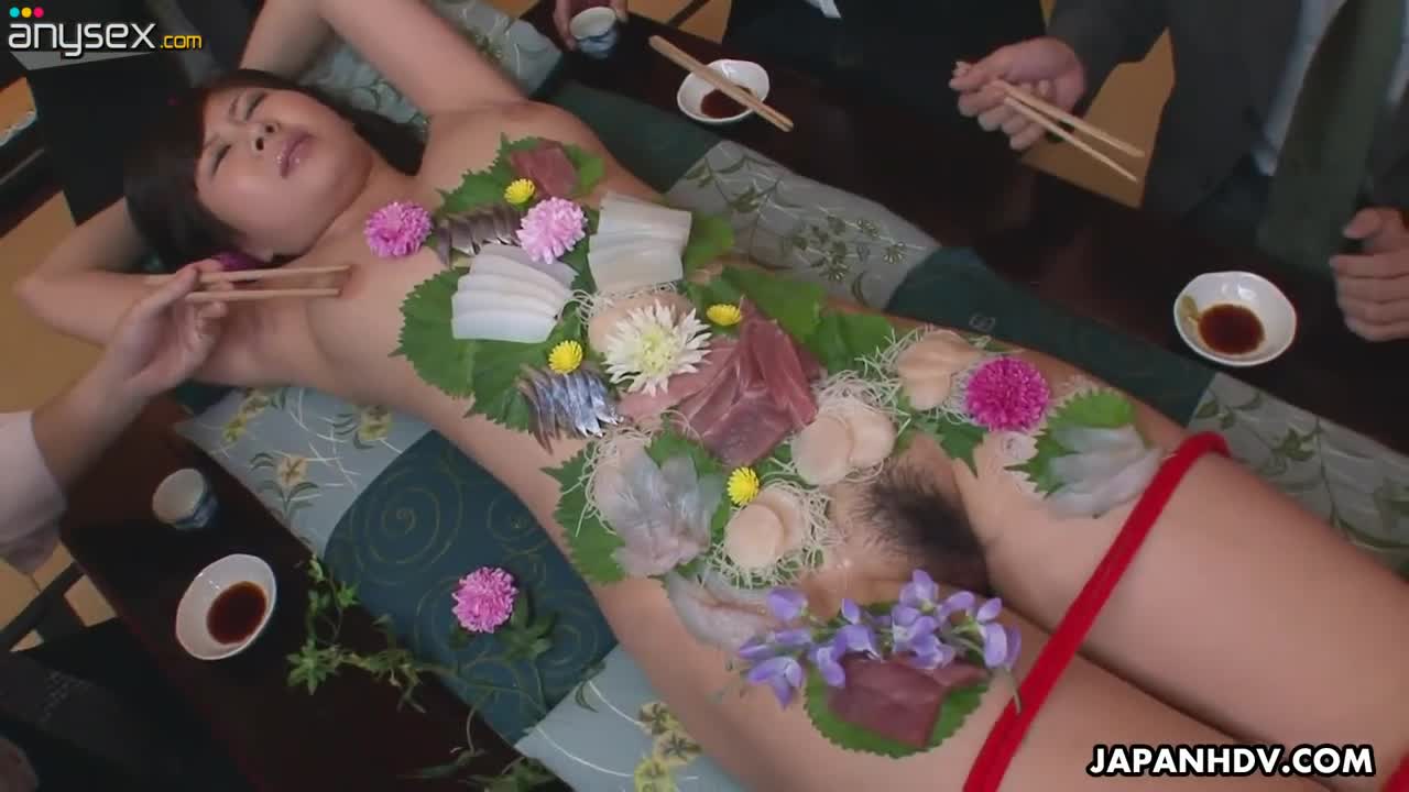 Several dudes enjoys eating meal from nude body of sexy Japanese whore Yume Sorano Free Porn Videos | ePornAny.