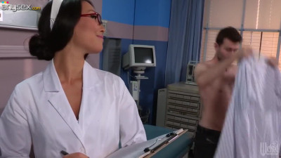 Super sexy nurse Asa Akira gives blowjob and gets fucked