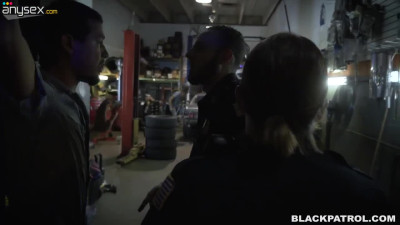 Two fat chicks wearing police uniform fuck one black dude