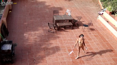 CCTV Cam captured young couple having naked games at the backyard