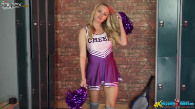 Naughty bopping cheerleader Sarah strips in the locker room