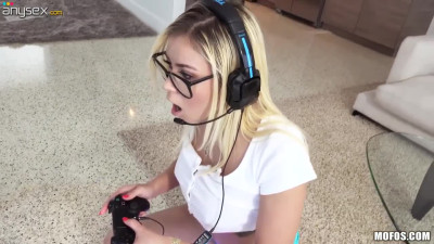 Gamer chick Marsha May sucks dick and gets rammed hard