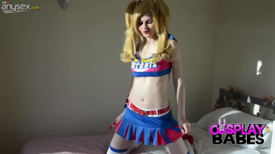 Cosplay chick Tina Kay is sucking lolly pop and fucking pussy with sex toy