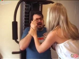 Charming blonde teen seduces ugly fat dude for sex