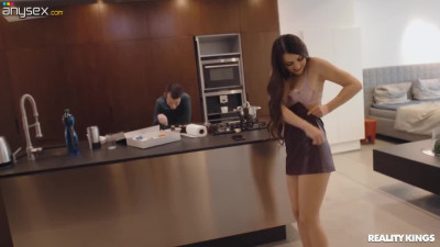 Busty brunette Katy Rose gets fucked in the kitchen